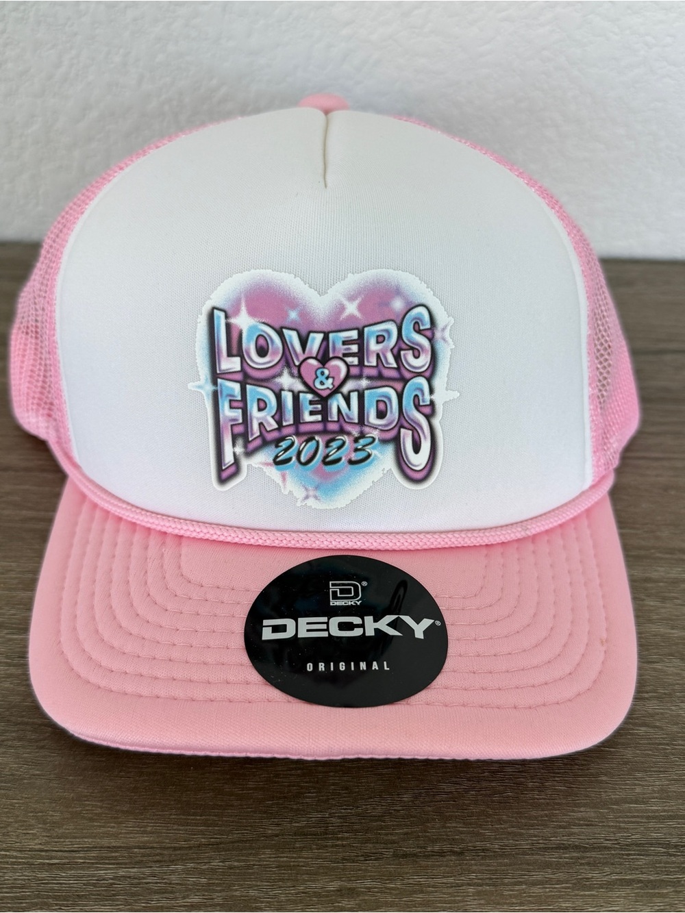 Lovers & Friends 2023 Festival Trucker Hat Pink White NWT Snapback OS